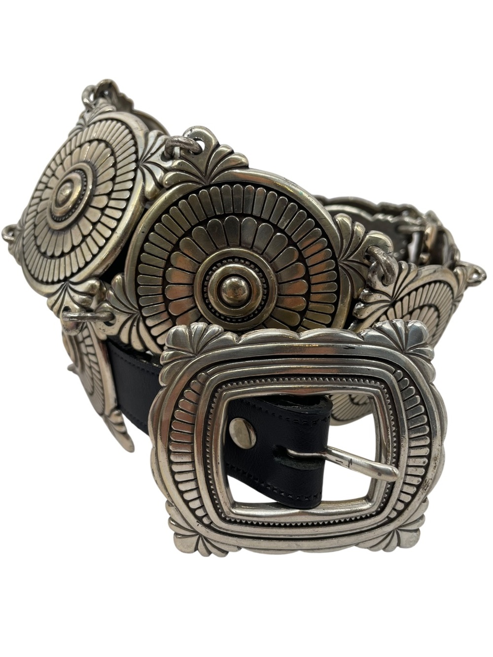 Nadim by Walter Doran Vtng Boho Statement Western Edgy Concho Belt - Sz L